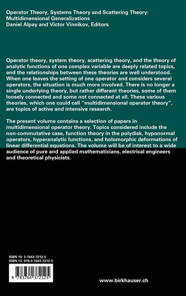 Produktbild: Operator Theory, Systems Theory and Scattering Theory: Multidimensional Generalizations