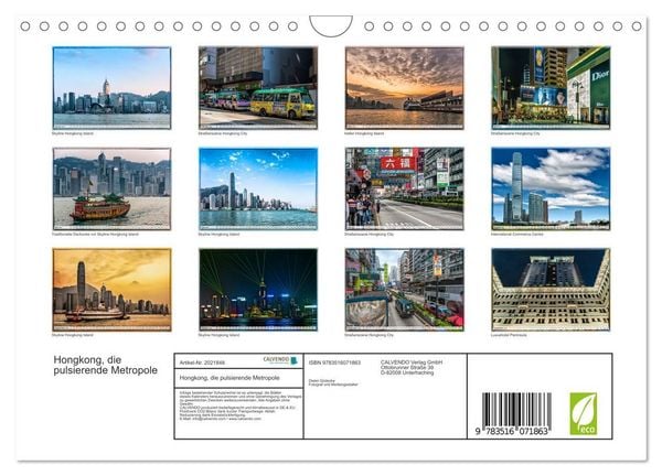 Produktbild: Hongkong, die pulsierende Metropole (Wandkalender 2026 DIN A4 quer), CALVENDO Monatskalender