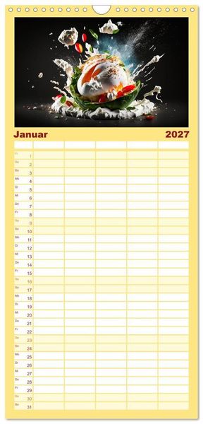 Produktbild: Familienplaner 2027 - Italienische Gerichte mit 5 Spalten (Wandkalender, 21 x 45 cm) CALVENDO