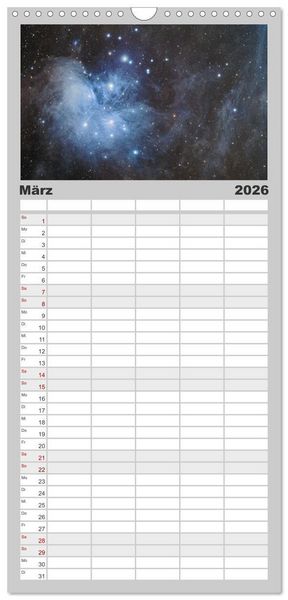Produktbild: Familienplaner 2026 - Deep Sky Kalender mit 5 Spalten (Wandkalender, 21 x 45 cm) CALVENDO