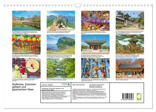 Produktbild: S&uuml;dkorea: Zwischen gelbem und japanischem Meer (Wandkalender 2026 DIN A3 quer), CALVENDO Monatskalender