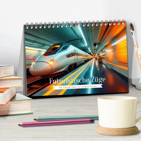 Produktbild: Futuristische Z&uuml;ge (Tischkalender 2026 DIN A5 quer), CALVENDO Monatskalender