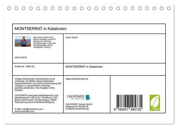 Produktbild: MONTSERRAT in Katalonien (Tischkalender 2026 DIN A5 quer), CALVENDO Monatskalender