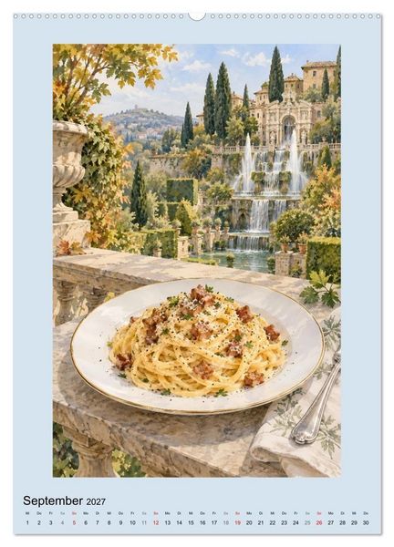 Produktbild: Pastagl&uuml;ck - Gemalte Gaumenfreuden (hochwertiger Premium Wandkalender 2027 DIN A2 hoch), Kunstdruck in Hochglanz