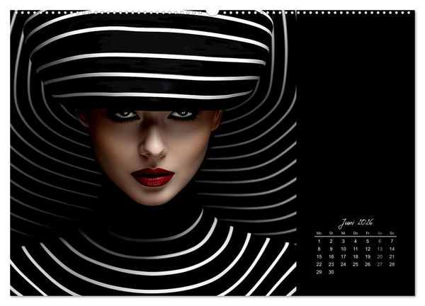 Produktbild: Haute Couture - Wei&szlig; trifft Schwarz (hochwertiger Premium Wandkalender 2026 DIN A2 quer), Kunstdruck in Hochglanz