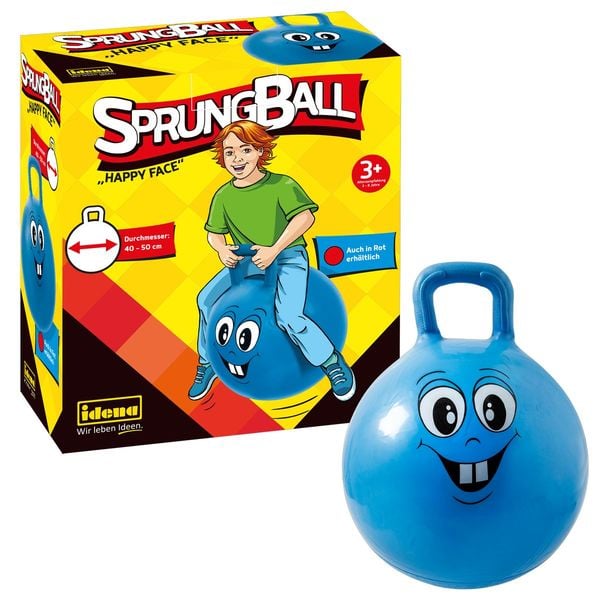 Idena Sprungball Happy Face blau Ø45-50cm