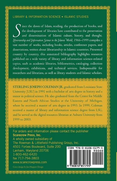 Produktbild: Librarianship and Information Science in the Islamic World, 1966-1999