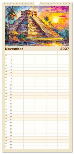 Produktbild: Familienplaner 2027 - Magisches Mexiko. Leuchtende Impressionen mit 5 Spalten (Wandkalender, 21 x 45 cm) CALVENDO