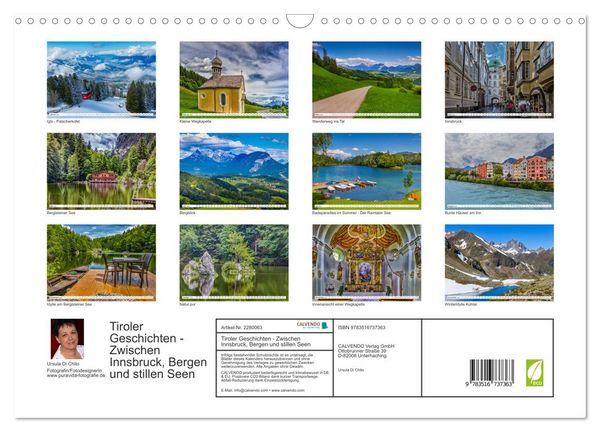 Produktbild: Tiroler Geschichten - Zwischen Innsbruck, Bergen und stillen Seen (Wandkalender 2026 DIN A3 quer), CALVENDO Monatskalender