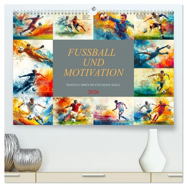 Produktbild: Fu&szlig;ball und Motivation (hochwertiger Premium Wandkalender 2026 DIN A2 quer), Kunstdruck in Hochglanz