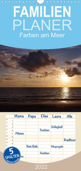 Produktbild: Familienplaner Farben am Meer (Wandkalender 2022 , 21 cm x 45 cm, hoch)