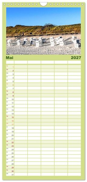 Produktbild: Familienplaner 2027 - SYLT D&uuml;nenwege mit 5 Spalten (Wandkalender, 21 x 45 cm) CALVENDO