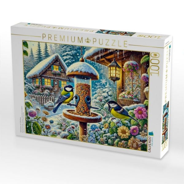 Produktbild: CALVENDO Puzzle Kohlmeisen am Futterhaus | 1000 Teile Lege-Gr&ouml;&szlig;e 64x48cm Foto-Puzzle f&uuml;r gl&uuml;ckliche Stunden