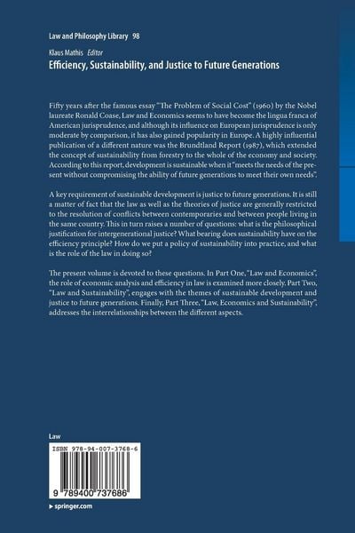Produktbild: Efficiency, Sustainability, and Justice to Future Generations