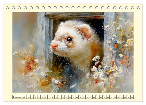 Produktbild: Frettchen. Kleine Wusel im Cottage-Garten (Tischkalender 2027 DIN A5 quer), CALVENDO Monatskalender