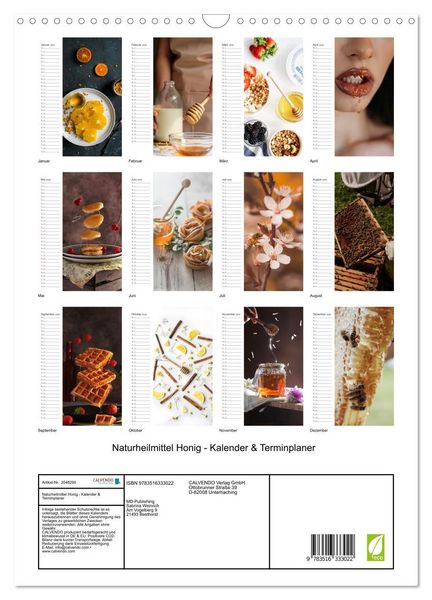 Produktbild: Naturheilmittel Honig - Kalender & Terminplaner (Wandkalender 2026 DIN A3 hoch), CALVENDO Monatskalender