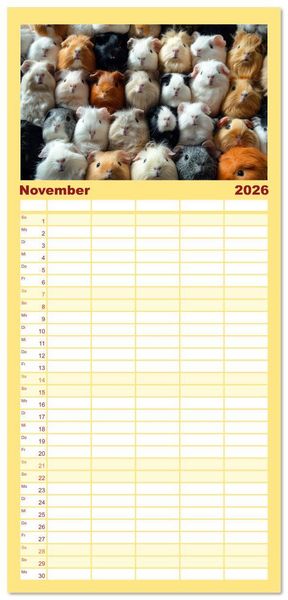 Produktbild: Familienplaner 2026 - Kuschelblicke mit 5 Spalten (Wandkalender, 21 x 45 cm) CALVENDO