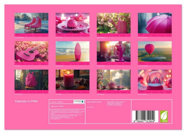 Produktbild: Kalender in PINK (Wandkalender 2026 DIN A4 quer), CALVENDO Monatskalender