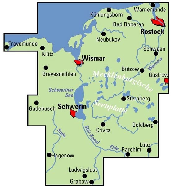 Produktbild: BVA ADFC Regionalkarte Ostseek&uuml;ste Schwerin 1:75.000