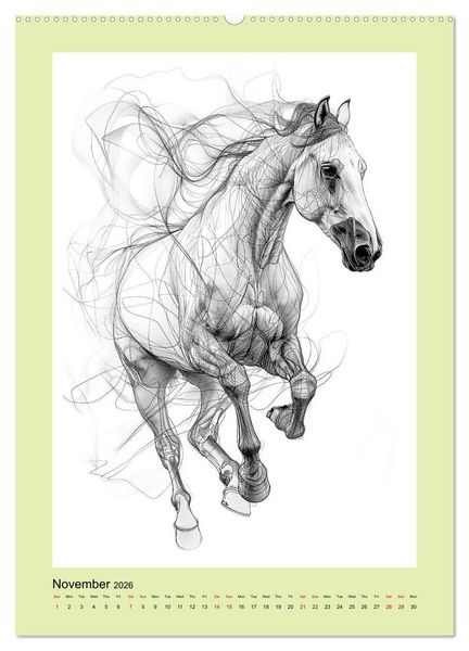 Produktbild: Sketchy Power Horses (Wall Calendar 2026 DIN A2 portrait), CALVENDO 12 Month Wall Calendar