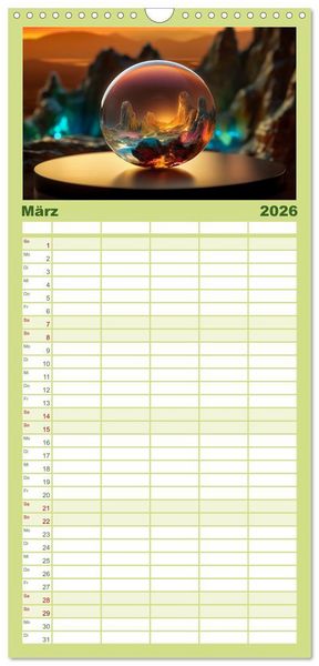 Produktbild: Familienplaner 2026 - Schneekugel war gestern mit 5 Spalten (Wandkalender, 21 x 45 cm) CALVENDO