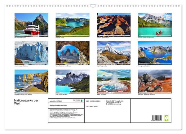 Produktbild: Nationalparks der Welt (Wandkalender 2026 DIN A2 quer), CALVENDO Monatskalender