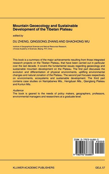 Produktbild: Mountain Geoecology and Sustainable Development of the Tibetan Plateau