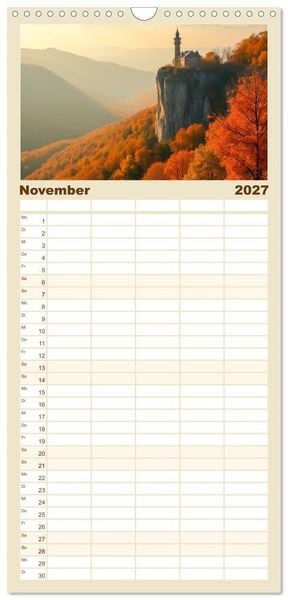 Produktbild: Familienplaner 2027 - Fabelhafte Orte &ndash; Landschaften aus M&auml;rchen und Sagen mit 5 Spalten (Wandkalender, 21 x 45 cm) CALVENDO