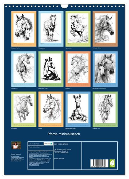 Produktbild: Pferde minimalistisch (Wandkalender 2026 DIN A3 hoch), CALVENDO Monatskalender