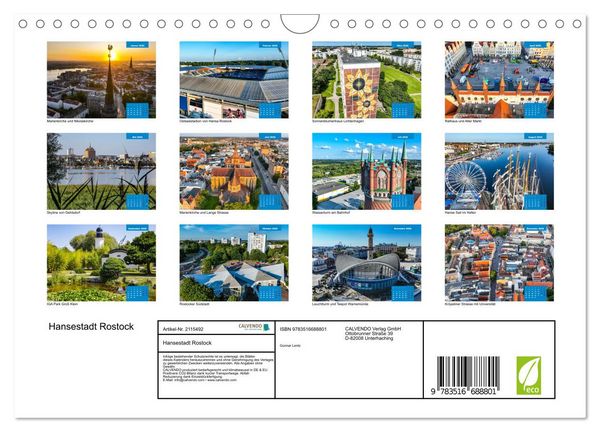 Produktbild: Hansestadt Rostock (Wandkalender 2026 DIN A4 quer), CALVENDO Monatskalender