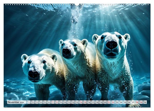 Produktbild: Im magischen Land der Eisb&auml;ren (hochwertiger Premium Wandkalender 2026 DIN A2 quer), Kunstdruck in Hochglanz