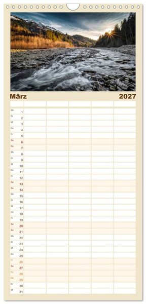 Produktbild: Familienplaner 2027 - Flusswelt Schweiz mit 5 Spalten (Wandkalender, 21 x 45 cm) CALVENDO