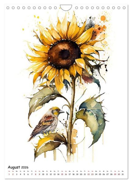 Produktbild: Aquarellmalerei - Blumen und Tiere im Garten (Wandkalender 2026 DIN A4 hoch), CALVENDO Monatskalender