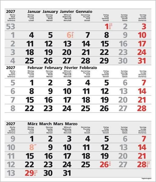 Produktbild: 3-Monats-Planer Comfort Grau 2027