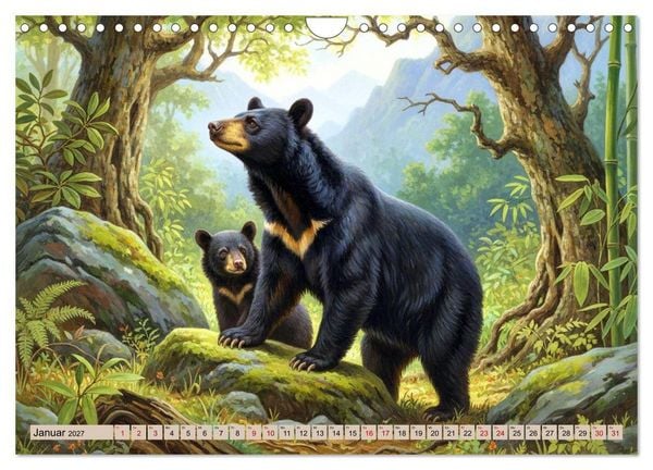 Produktbild: Asiens Tiere im Stil alter Naturstudien (Wandkalender 2027 DIN A4 quer), CALVENDO Monatskalender