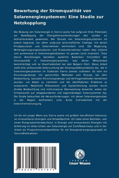 Produktbild: Bewertung der Stromqualit&auml;t von Solarenergiesystemen: Eine Studie zur Netzkopplung