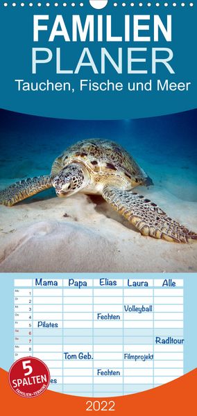 Produktbild: Tauchen, Fische und Meer - Familienplaner hoch (Wandkalender 2022 , 21 cm x 45 cm, hoch)