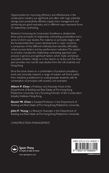 Produktbild: Relational Contracting for Construction Excellence