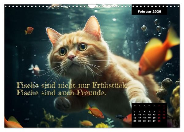 Produktbild: Katzen k&ouml;nnen alles, au&szlig;er traurig. (Wandkalender 2026 DIN A3 quer), CALVENDO Monatskalender