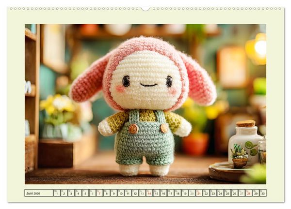 Produktbild: Amigurumi-Gl&uuml;ck. Niedliche H&auml;ckelkunst aus Japan (Wandkalender 2026 DIN A2 quer), CALVENDO Monatskalender