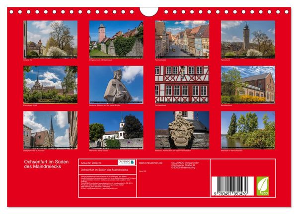 Produktbild: Ochsenfurt im S&uuml;den des Maindreiecks (Wandkalender 2026 DIN A4 quer), CALVENDO Monatskalender