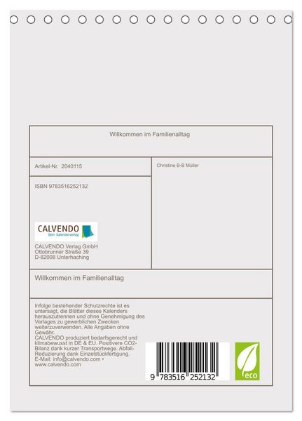 Produktbild: Willkommen im Familienalltag (Tischkalender 2026 DIN A5 hoch), CALVENDO Monatskalender