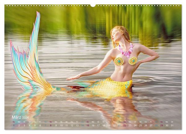 Produktbild: Meerjungfrauen - sagenumwobene Kreaturen (hochwertiger Premium Wandkalender 2026 DIN A2 quer), Kunstdruck in Hochglanz