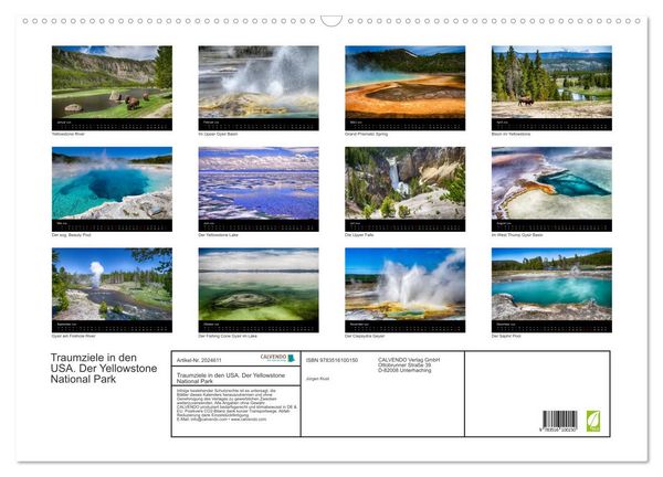 Produktbild: Traumziele in den USA. Der Yellowstone National Park (Wandkalender 2026 DIN A2 quer), CALVENDO Monatskalender