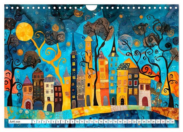 Produktbild: Stadt - Eine farbenfrohe Skyline (Wandkalender 2026 DIN A4 quer), CALVENDO Monatskalender