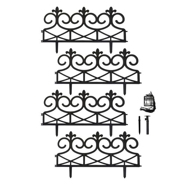 HTI-Living Zierzaun Nessa Solar, Lilie, 4teilig, schwarz
