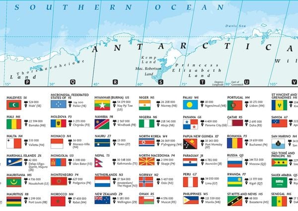 Produktbild: Collins Large World Wall Laminated Map (70 x 91.5 cm)