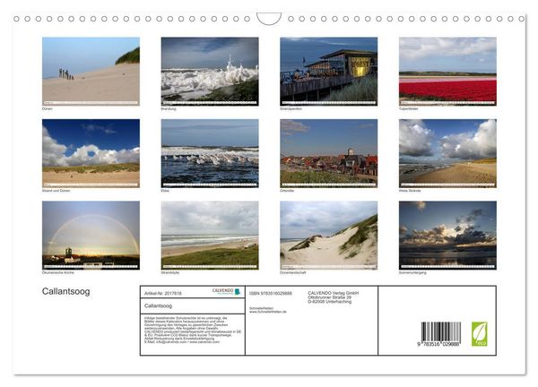Produktbild: Callantsoog (Wandkalender 2026 DIN A3 quer), CALVENDO Monatskalender