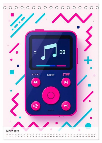 Produktbild: Pop Neon Patterns - The Memphis 90s Collection (Tischkalender 2026 DIN A5 hoch), CALVENDO Monatskalender