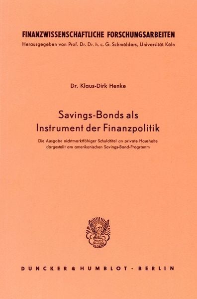 Produktbild: Savings-Bonds als Instrument der Finanzpolitik.